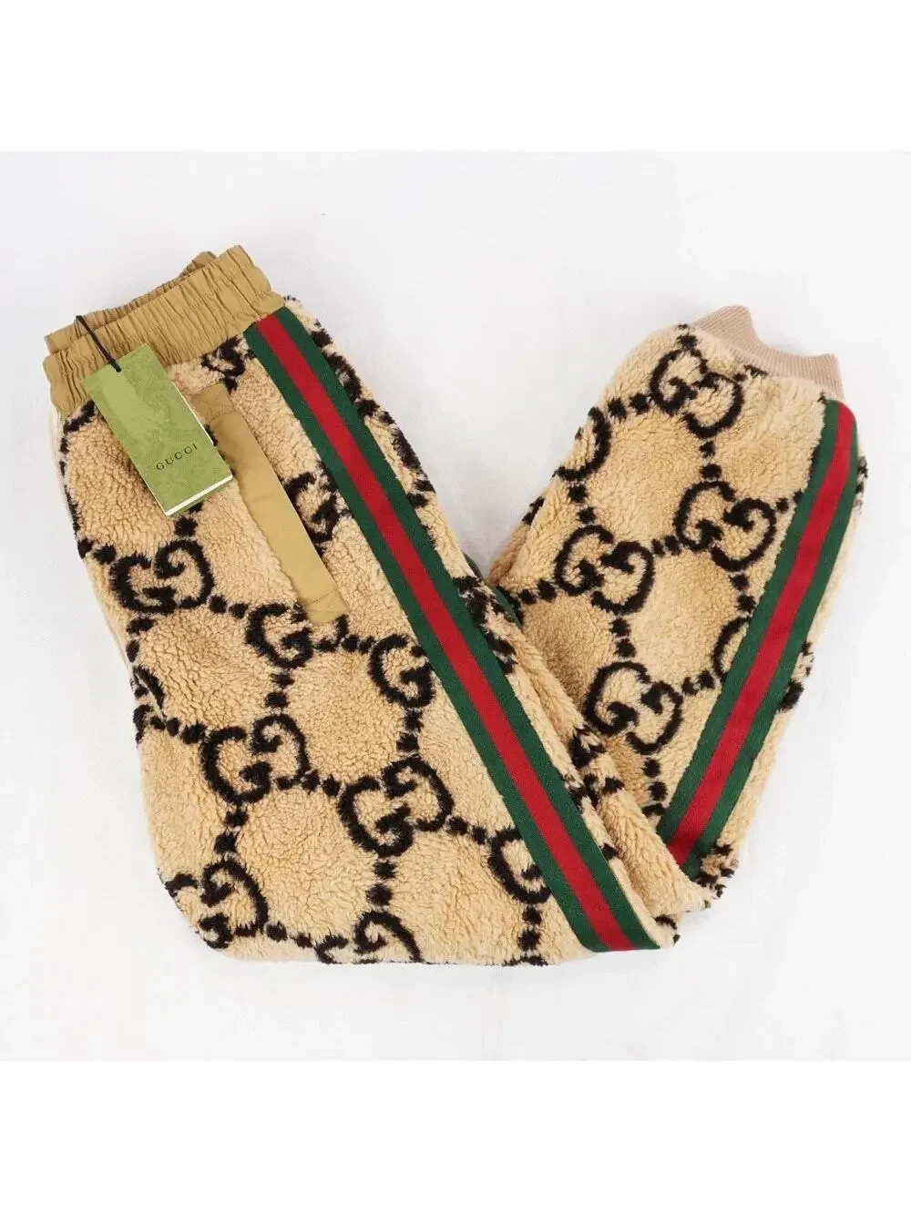 Men's Gucci GG jacquard wool blend fleece jogging pants size large made in Italy